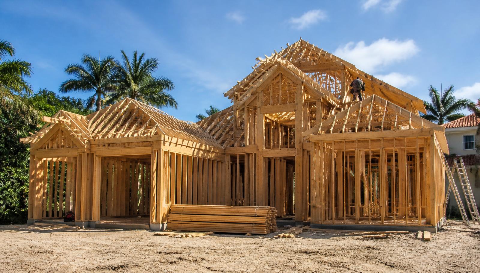 Luxury custom home under construction in Palm Beach County